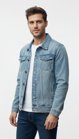 OURYE Men's Denim Jeans Jacket - Slim Fit in Black