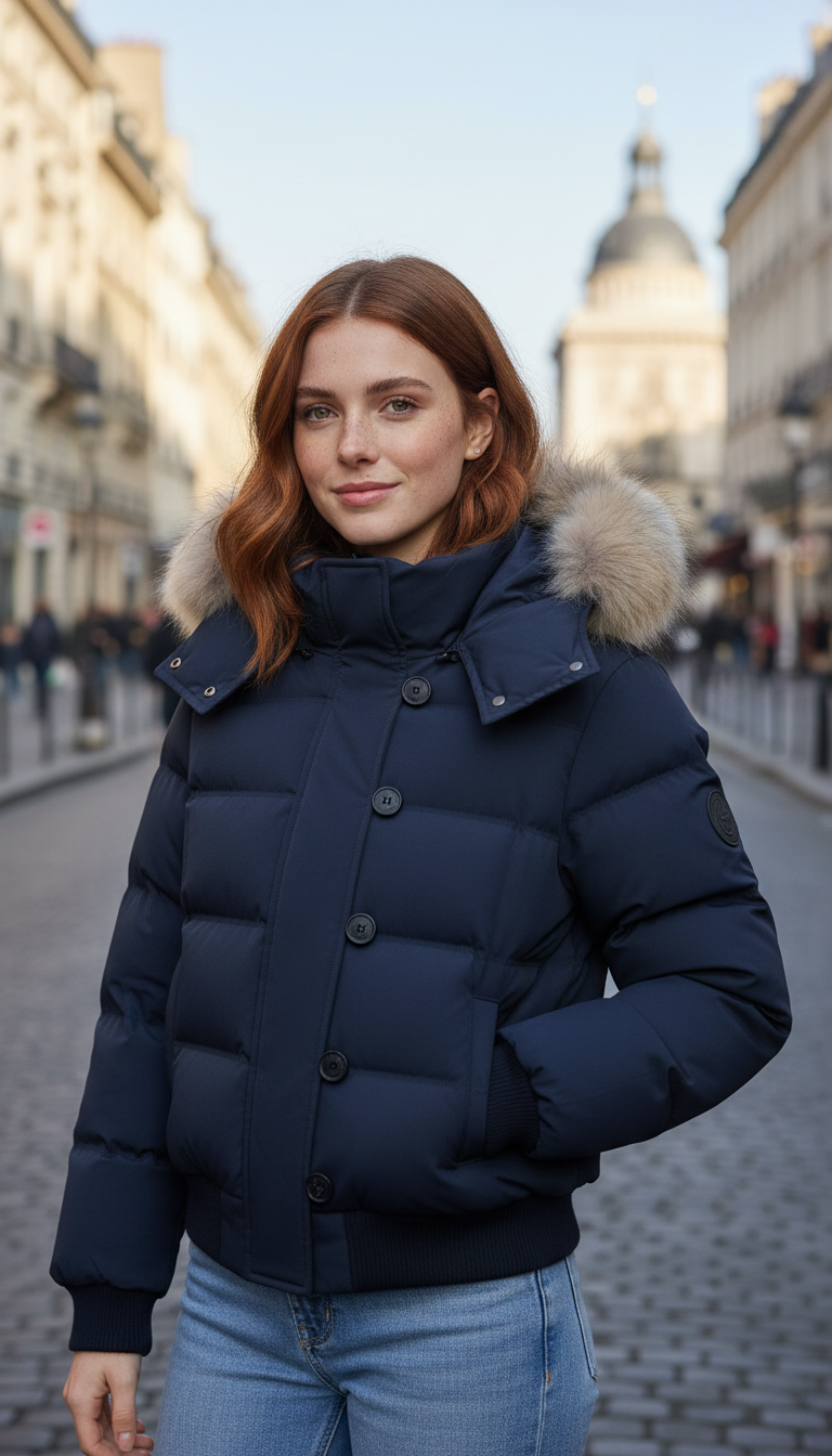 OURYE Women's Down Puffer Jacket - Cropped in Black