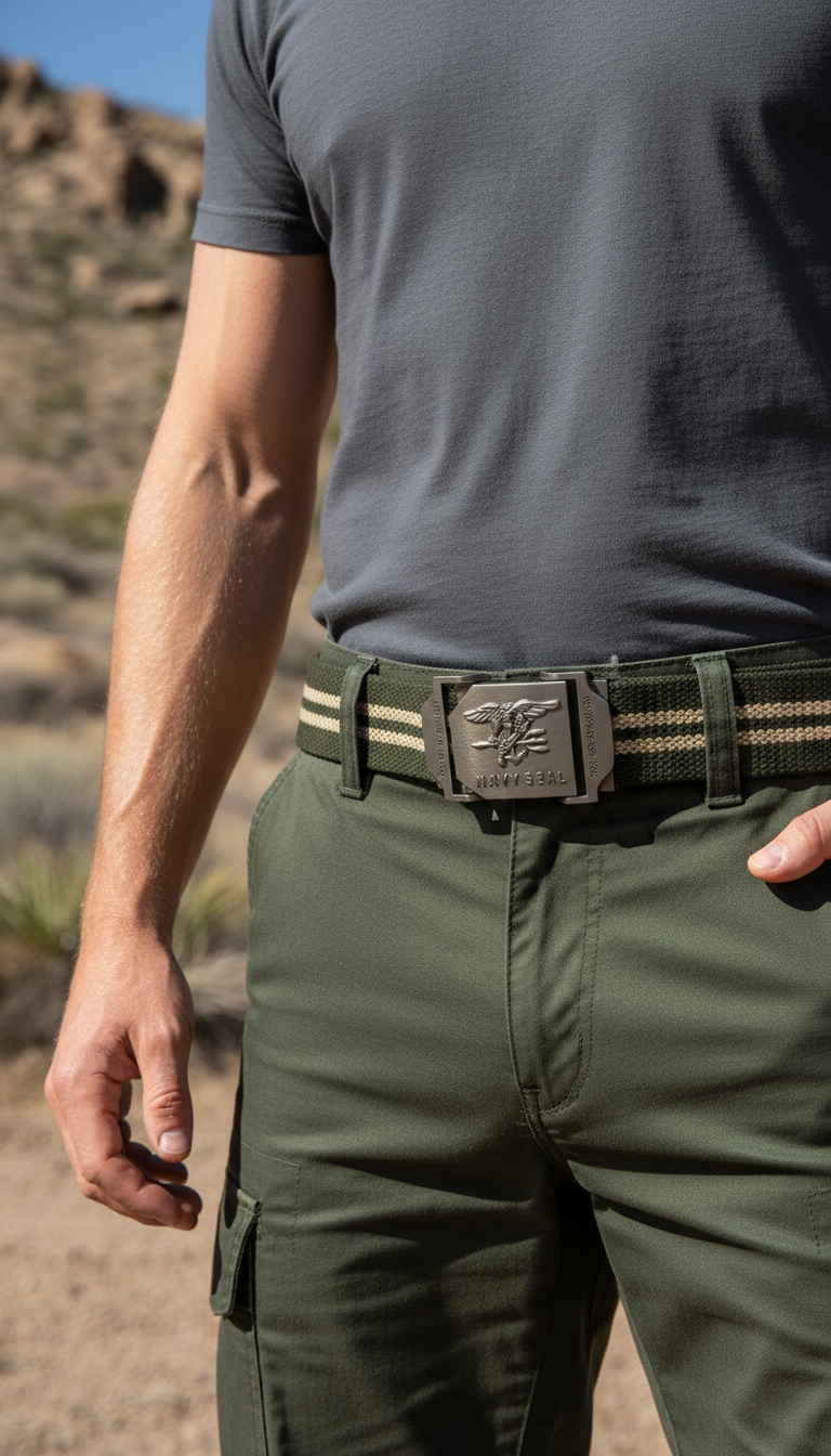 Navy Seal Canvas Military Belt – Premium Leather - Back View