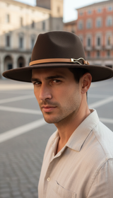 Women's Wide Brim Fedora Hat – Vintage Felt - Front View