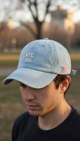 Denim Baseball Cap – Embroidered Letter Snapback Hat - Image 5