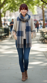 Women's Lattice Scarf - Thick Imitation Cashmere Shawl - Image 11