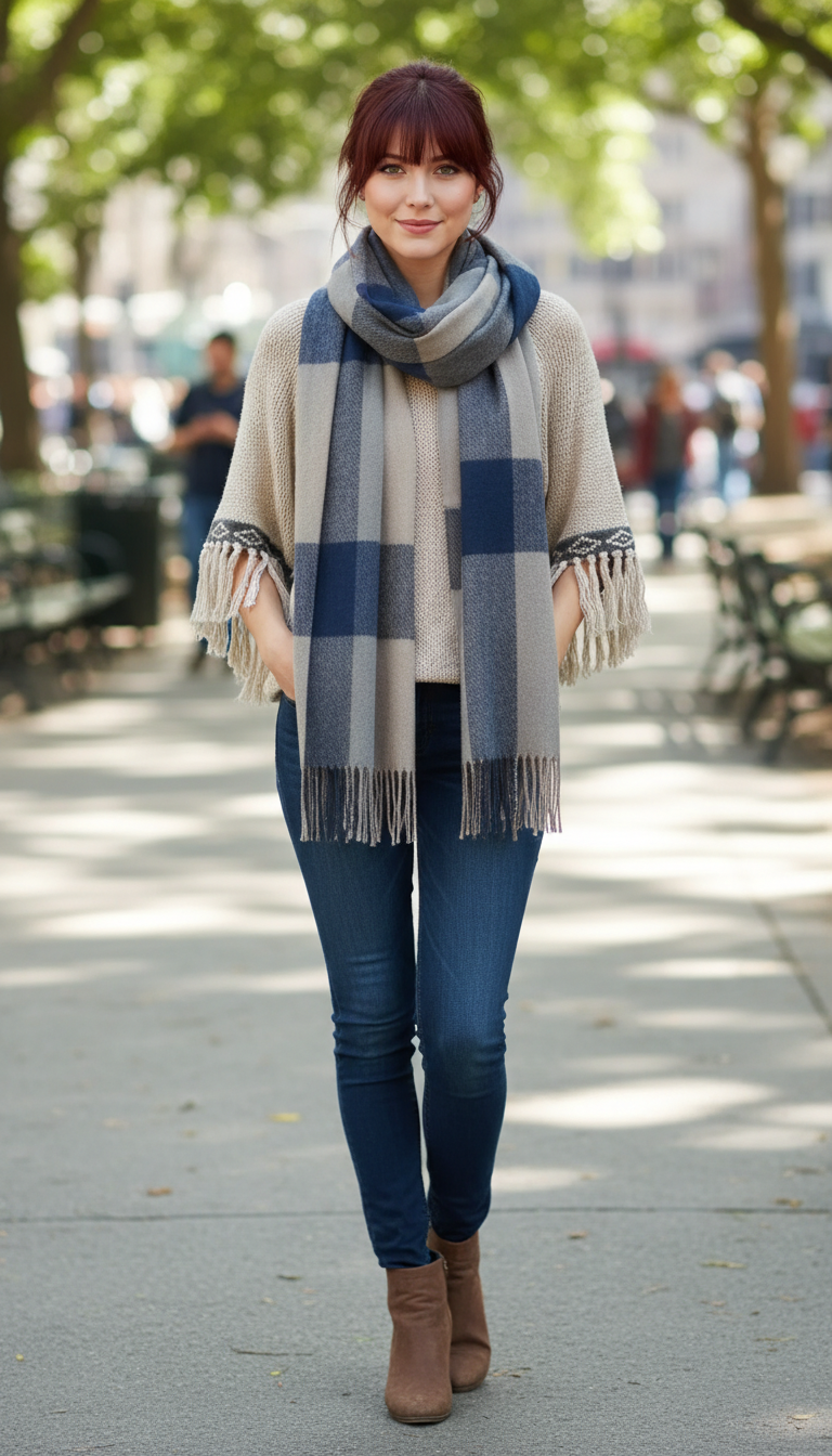 Women's Lattice Scarf - Thick Imitation Cashmere Shawl - Image 11