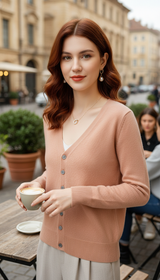 Women's V-Neck Cardigan - Loose Fit Button-Up Sweater - Image 17