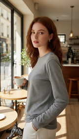 Women's Silk Wool Long Sleeve T-Shirt - Soft - Image 6