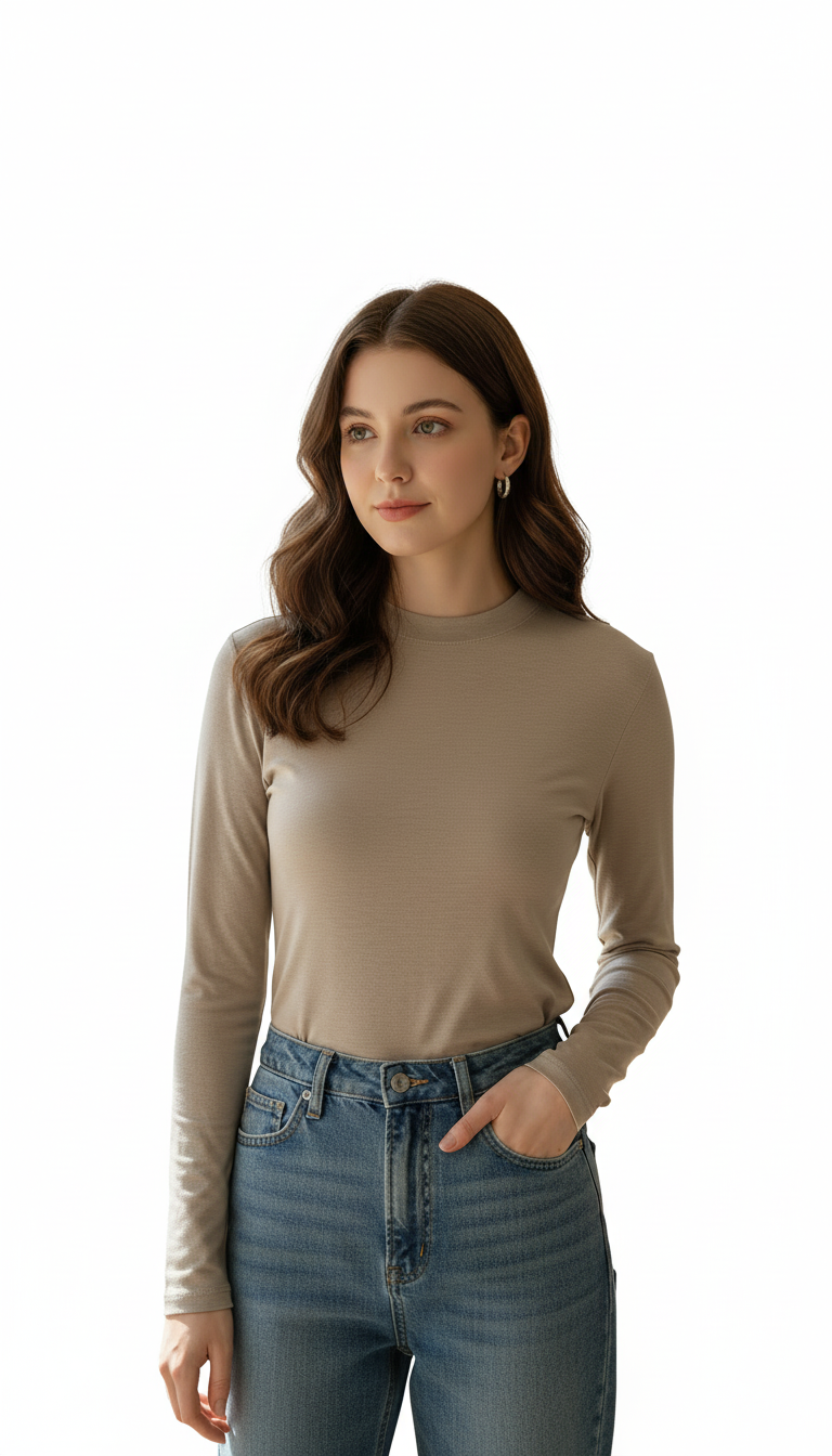 OURYE Women's Silk Pullover Top - Relaxed in Coffee
