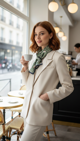Women's Silk Feel Printed Scarf - Luxury Long - Back View