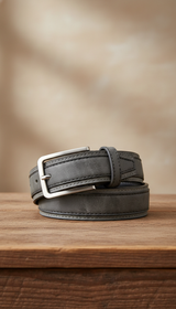 Unisex Genuine Leather Suede Belt - Luxury Cowhide - Detail Close-Up