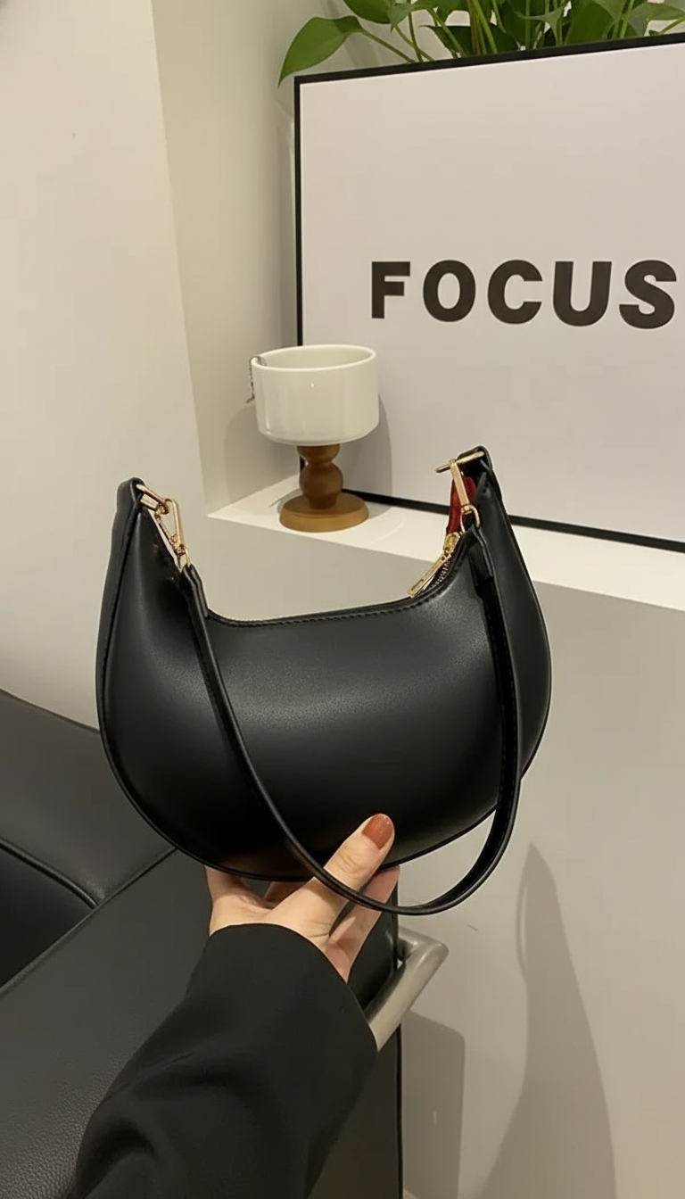 Women's Moon-Shaped Baseball Shoulder Bag - Luxury High-End - Image 6