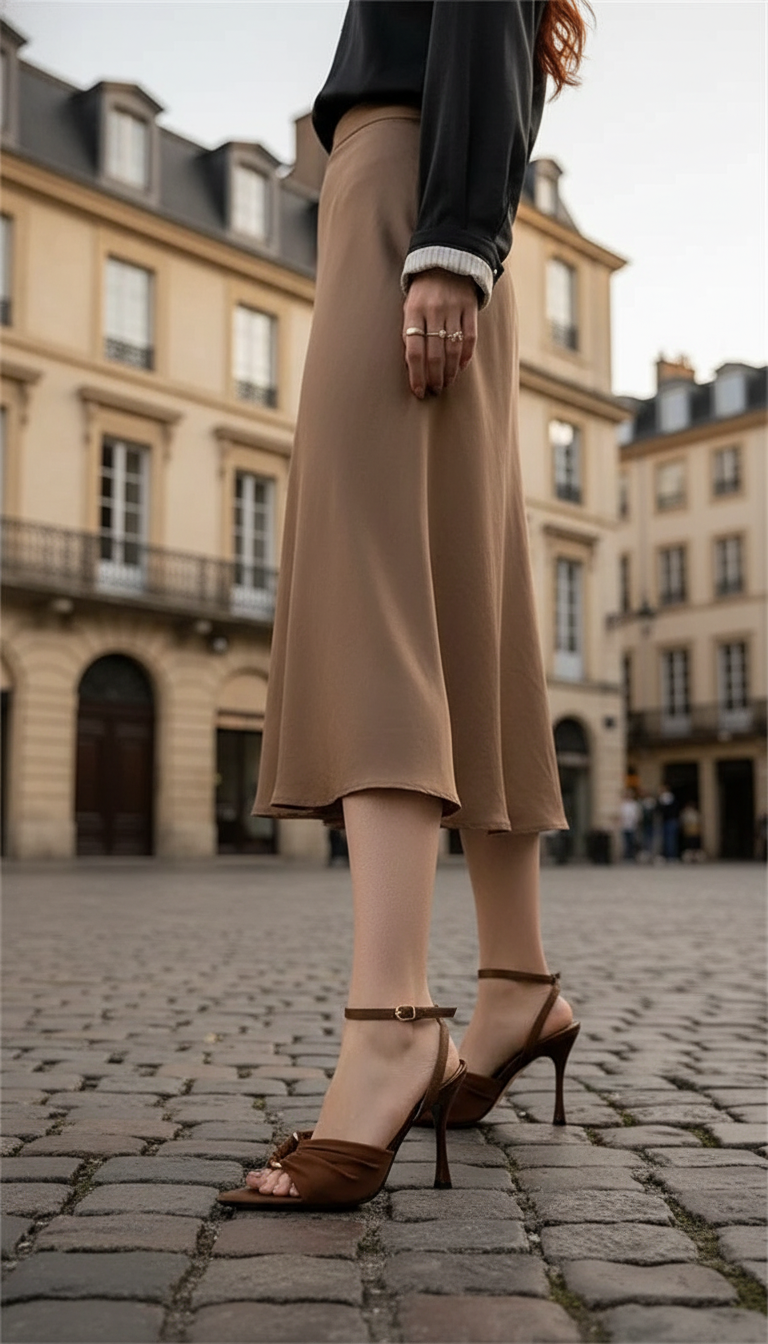 OURYE Women's Suede Heeled Sandals - Strappy in Camel