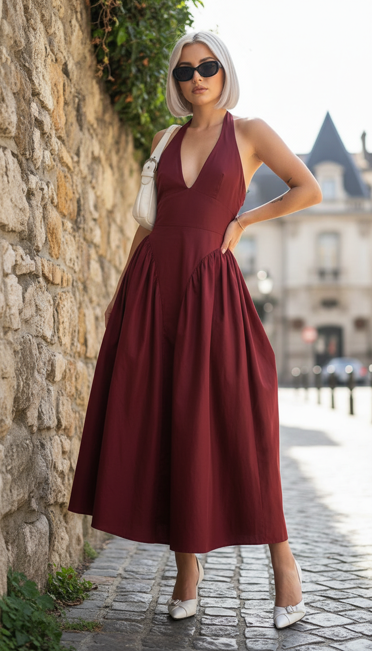 Women's Backless V-Neck Maxi Dress - Sleeveless Evening - Image 8