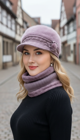 Women's Hat & Scarf Set - Faux Fur - Side View