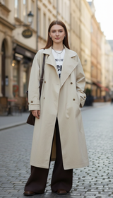 OURYE Women's Trench Coat - Double-Breasted in Cream
