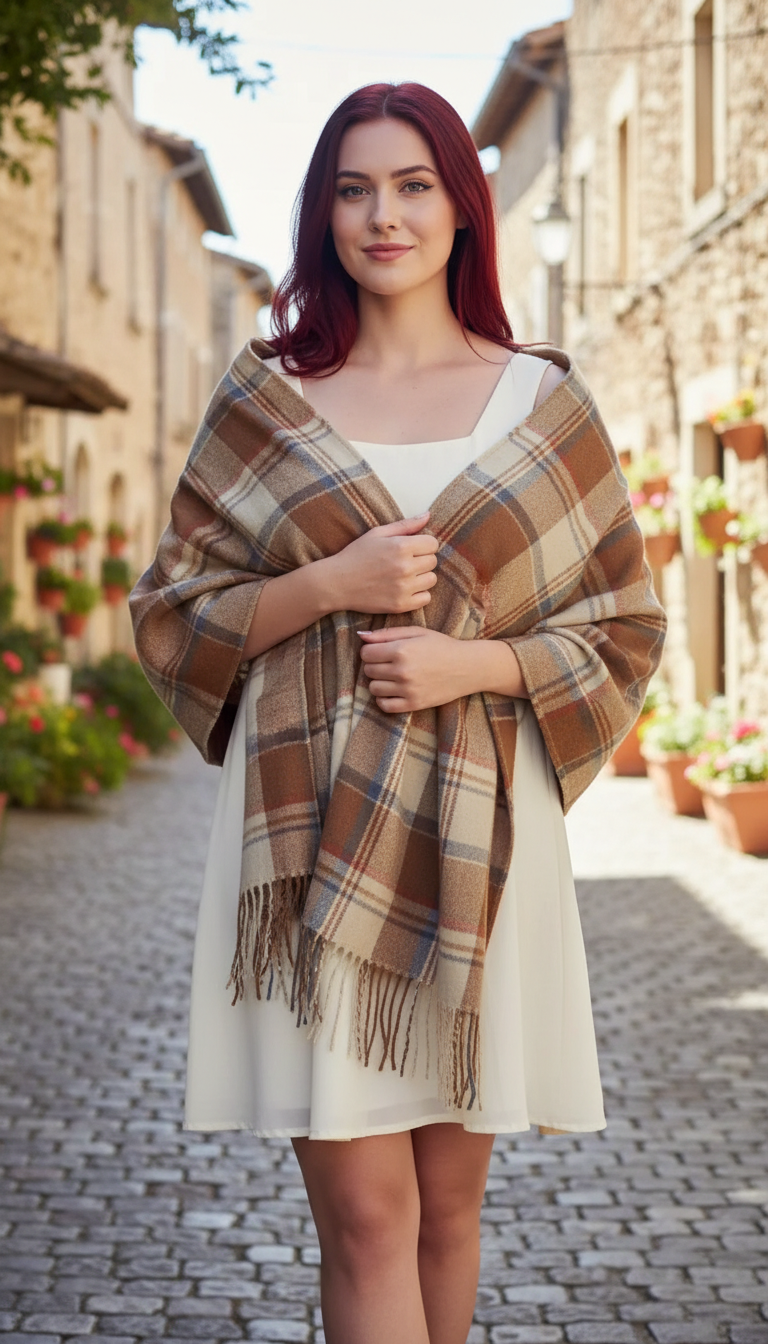 Women's Lattice Scarf - Thick Imitation Cashmere Shawl - Image 7