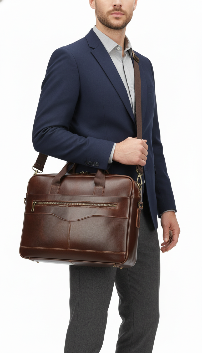 OURYE Men's Genuine Leather Bags - Tailored in Coffee