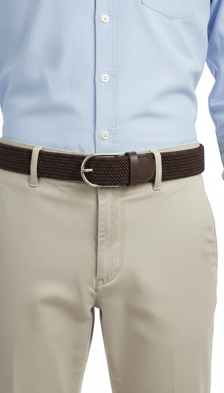 Stretch Canvas Leather Belt for Men & Women - Casual Woven Military Tactical Elastic Belt for Jeans