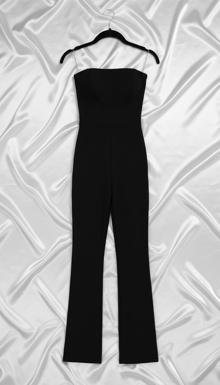 Women's Corseted Flared Jumpsuit - High-Waist Slim Fit - Detail Close-Up