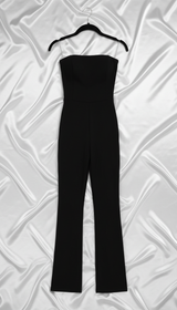 Women's Corseted Flared Jumpsuit - High-Waist Slim Fit - Detail Close-Up