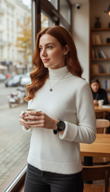 Women's Turtleneck Sweater - Elegant Velvet Lined Warm - Image 7