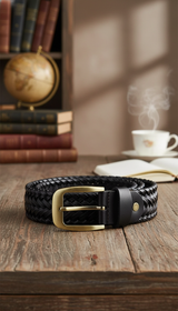 Men's Braided Pin Buckle Belt - Luxury Vintage - Front View