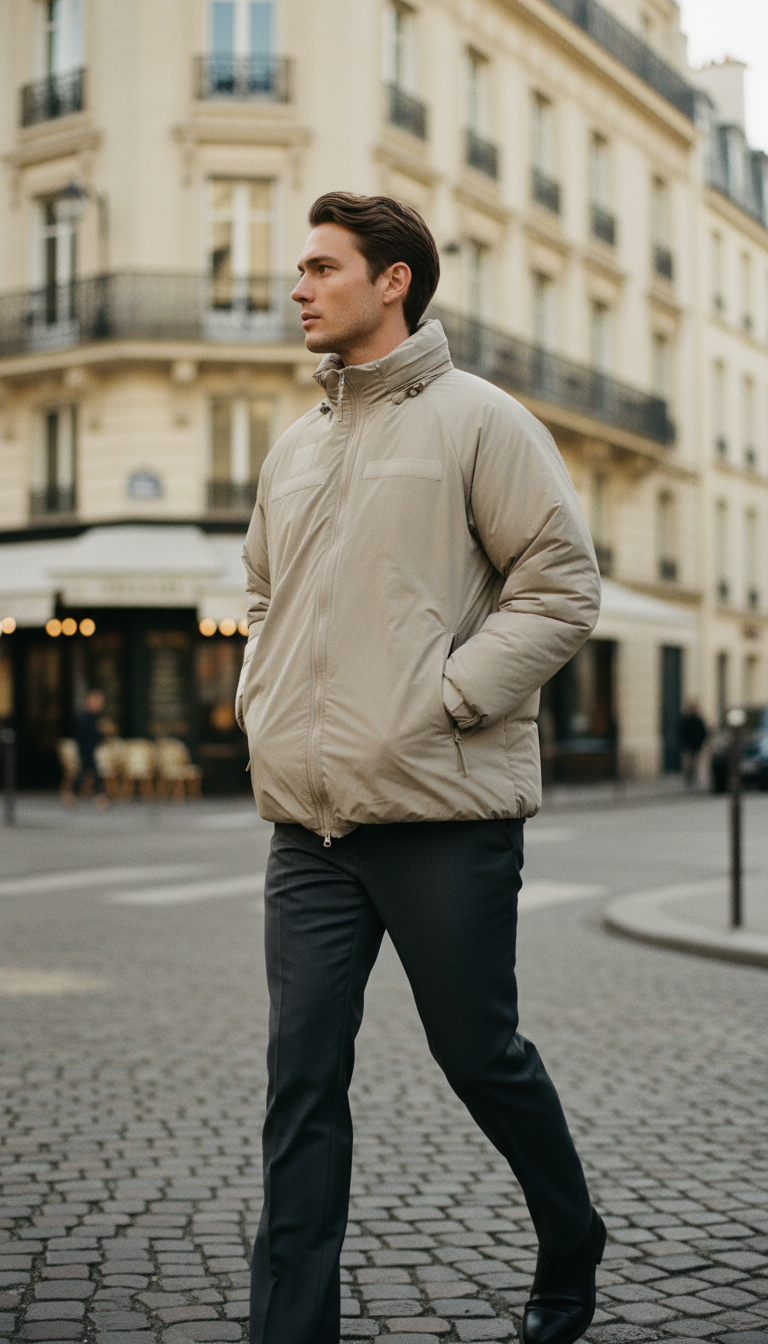 OURYE Men's Down Puffer Jacket - Relaxed in Stone