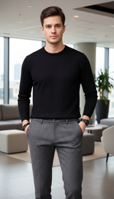 Men's Slim Fit Business Casual Pants - Elastic - Side View