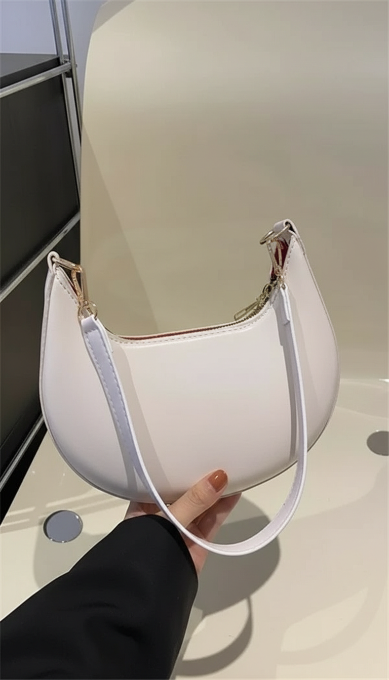 Women's Moon-Shaped Baseball Shoulder Bag - Luxury High-End - Image 7