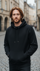 OURYE Men's Cotton Hoodie - Relaxed in Black