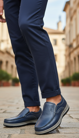 OURYE Men's Genuine Leather Button Down Shoes - Relaxed