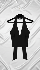 Women's Backless Scarf Tank Top - Adjustable Tie - Back View
