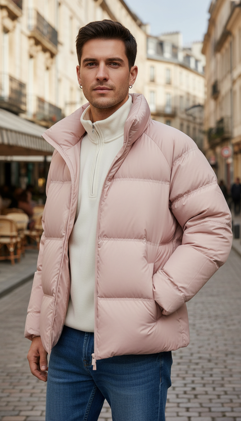 OURYE Men's Down Puffer Jacket - Relaxed in Chocolate