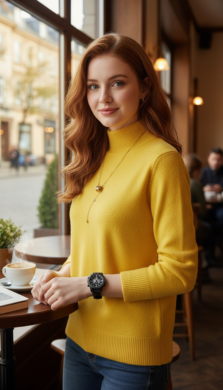 Women's Turtleneck Sweater - Elegant Velvet Lined Warm - Image 9