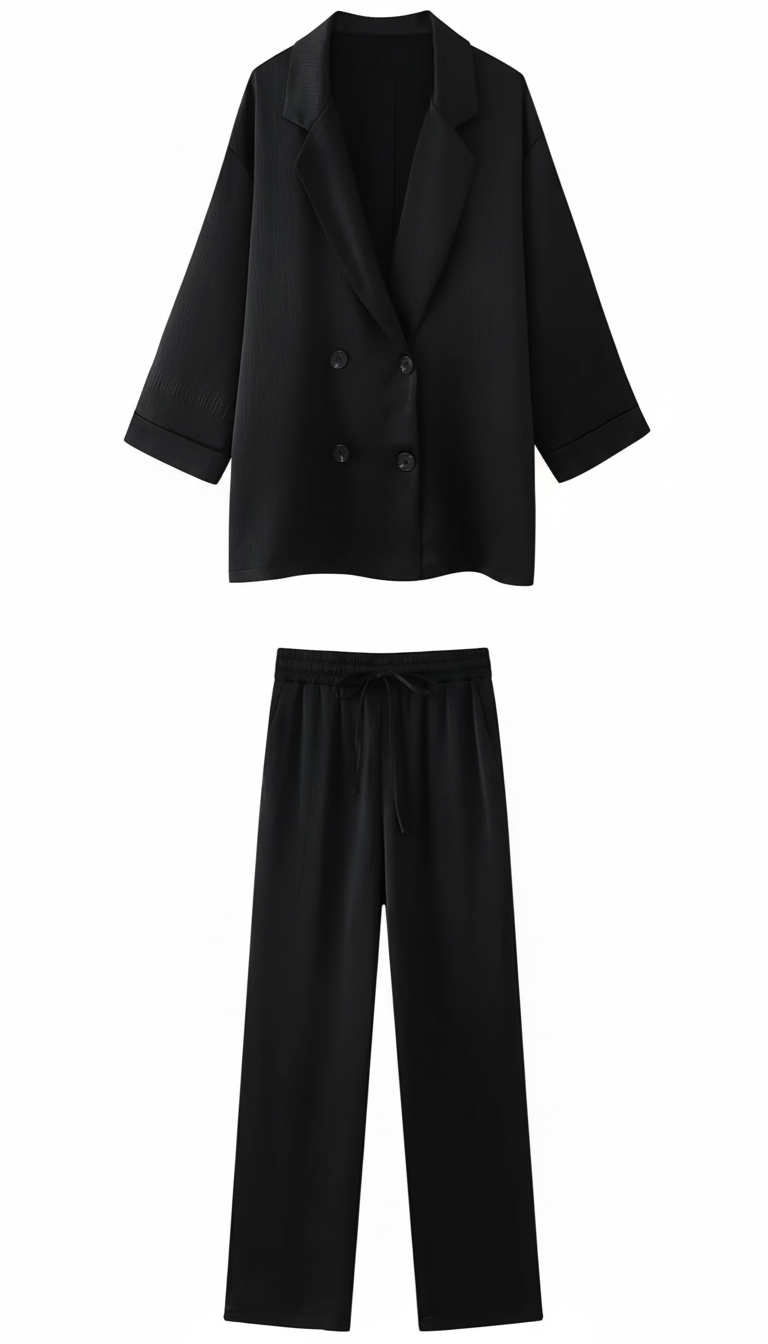 Women's 2-Piece Suit Set - Double Breasted V-Neck - Image 8
