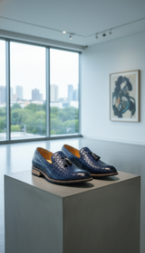 Men's Luxury Leather Loafers - Slip-On Dress Moccasins - Back View
