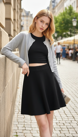 Knitted Mini Skirt – Women's High-Waist Pleated A-Line - Image 10