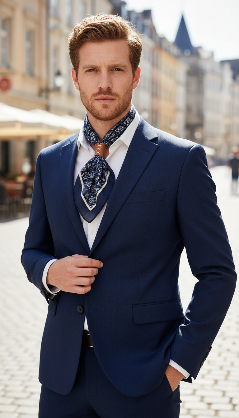 Men's Cotton Linen Scarf - Houndstooth Print Square - Image 5