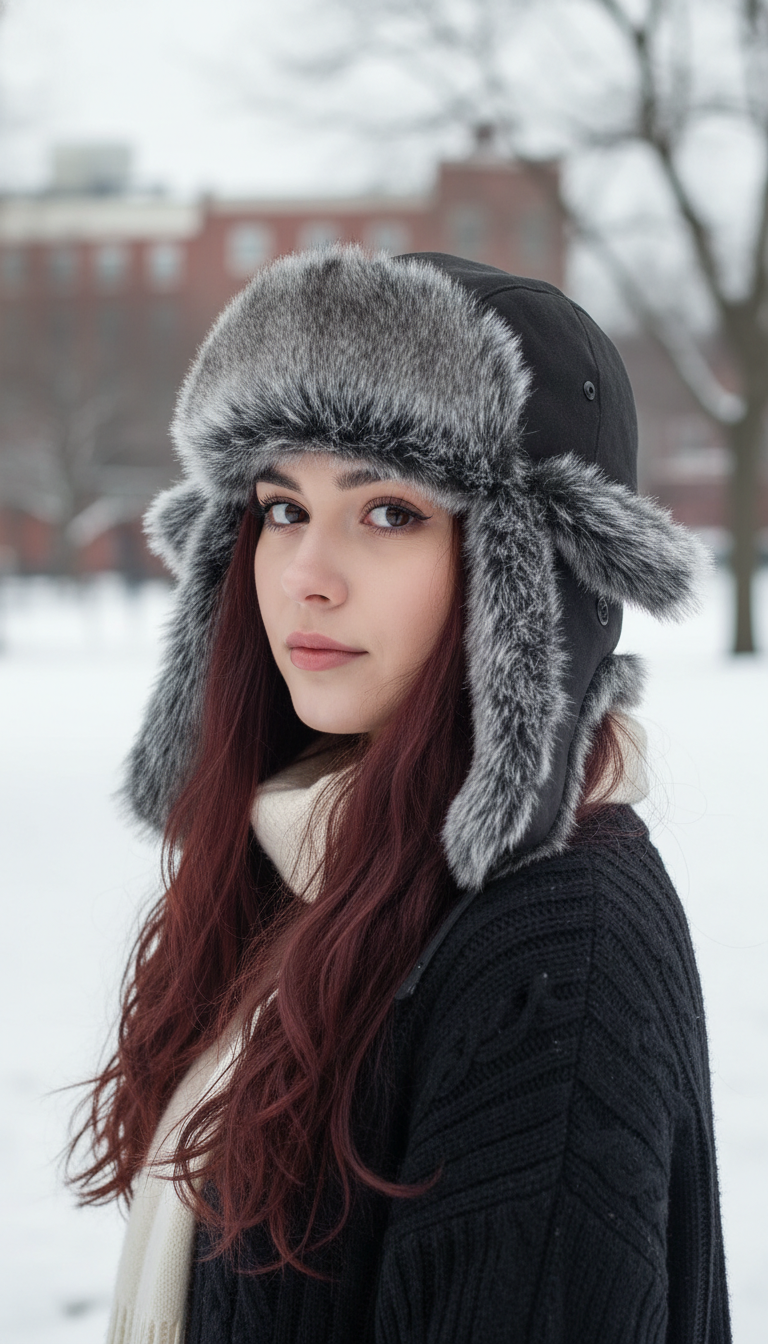 Unisex Faux Fur Trapper Hat - Russian Ushanka - Front View