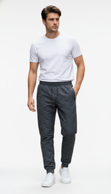 Herren Winter-Daunen-Baumwollhose - Wasserdichte, dicke Fleece-Thermo-Jogger mit Reißverschlusstaschen