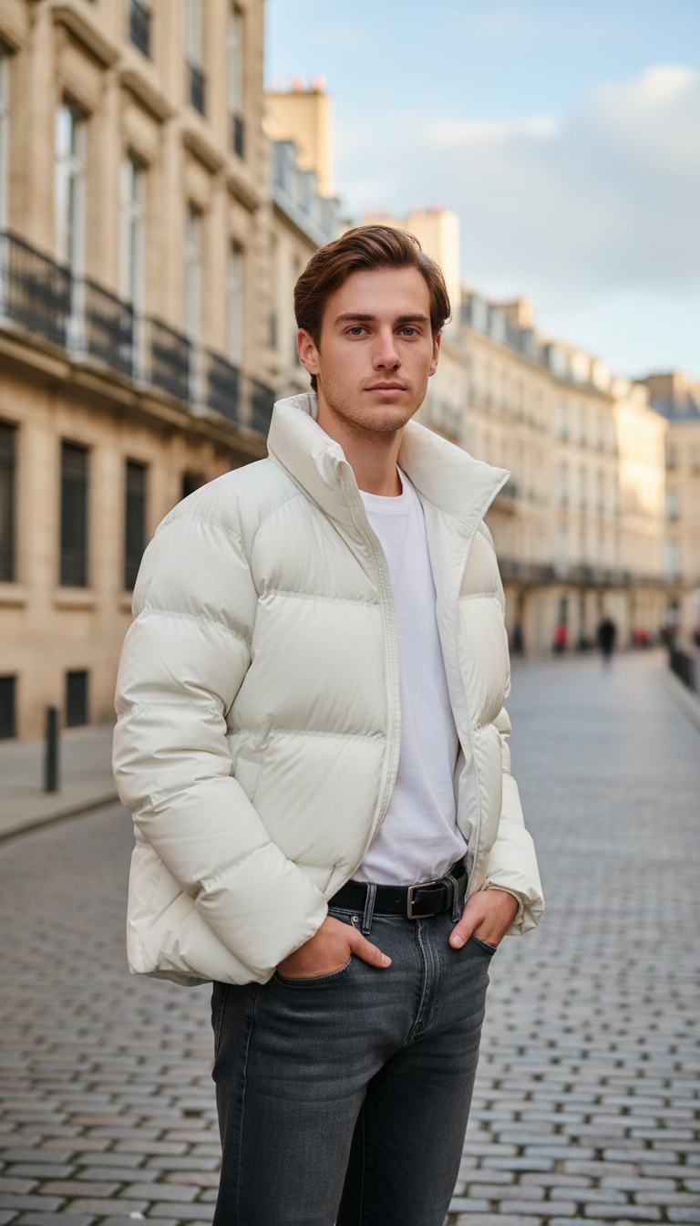 OURYE Men's Down Puffer Jacket - Relaxed in Chocolate
