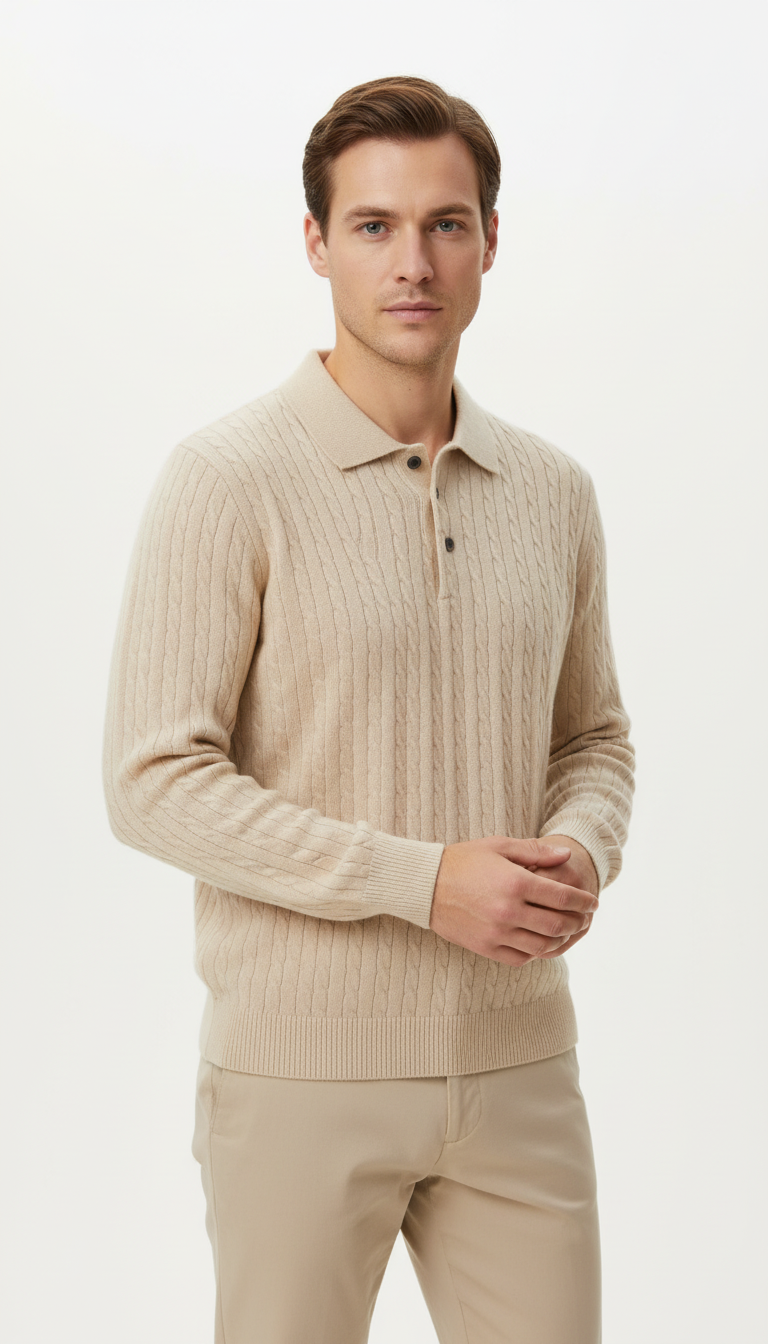 OURYE Men's Denim V Neck Sweater - Tailored