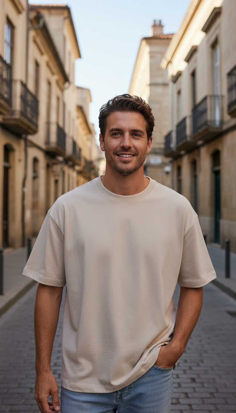 OURYE Men's Cotton T-Shirt - Oversized in Khaki