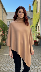 Women's Wool Turtleneck Poncho - Knit Shawl Cape - Image 8