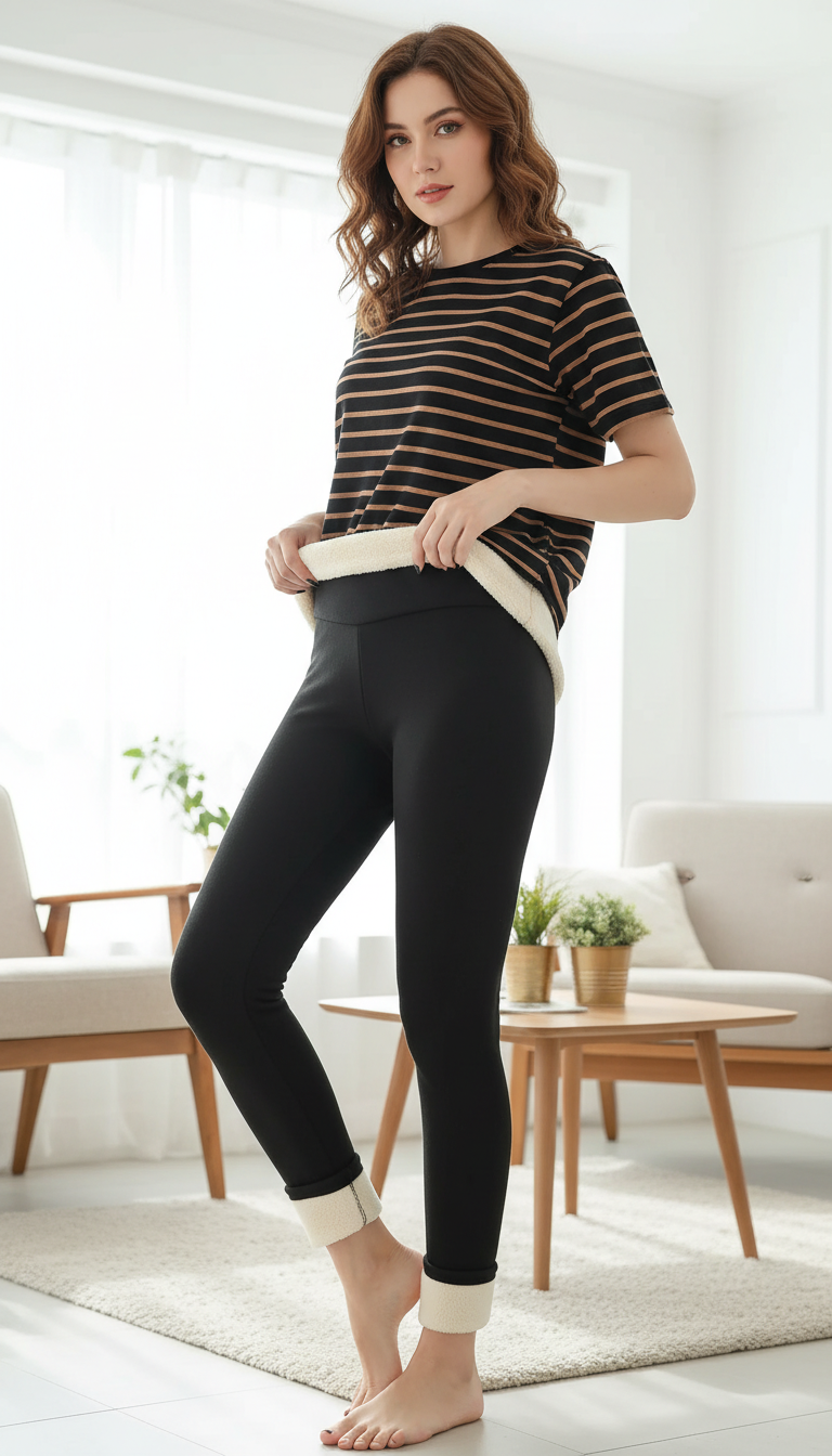Women's Thermal Fleece Tights - High Waist Pantyhose - Image 11