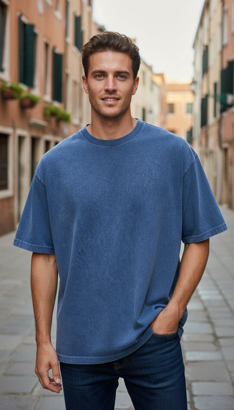 OURYE Men's Cotton T-Shirt - Oversized in Black