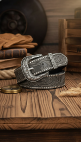 Western Cowboy PU Leather Belt - Men's Waist - Back View