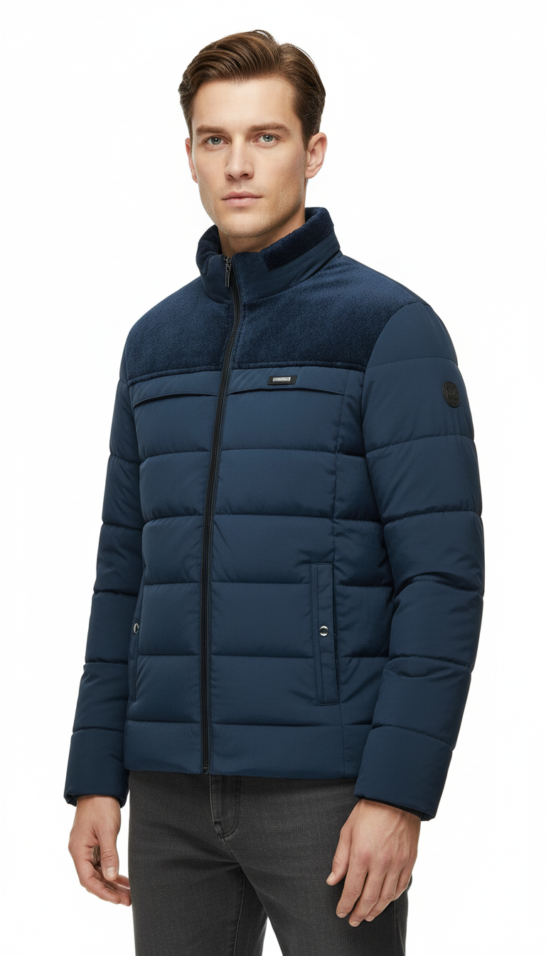 Pufferjacke Herren Plüsch Verdickte Parkas Stehkragenjacke Herrenmantel Warmer Dicker Reißverschlussmantel Gepolsterter Übermantel für Herren