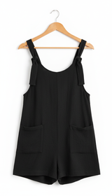 Women's Sleeveless Wide Leg Romper - Casual Jumpsuit - Back View