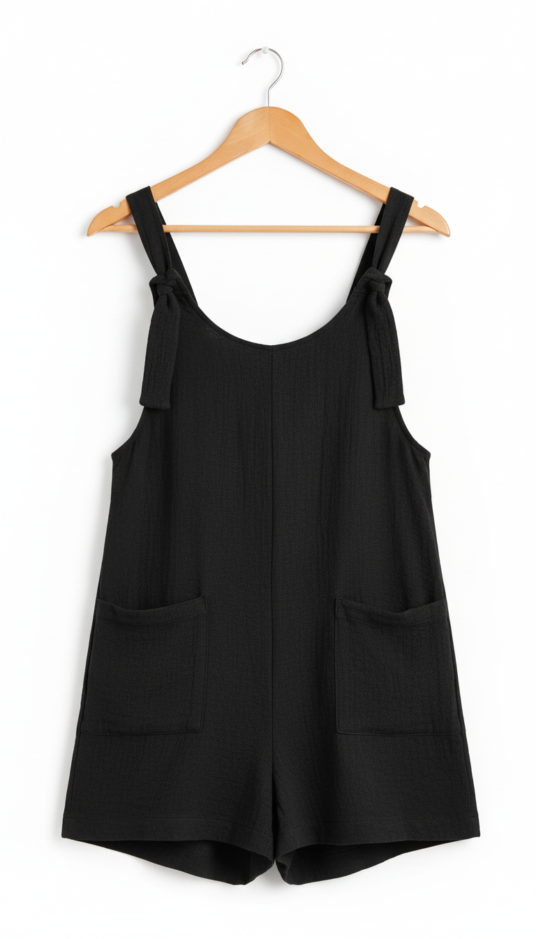 Women's Sleeveless Wide Leg Romper - Casual Jumpsuit - Back View