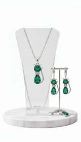 Sterling Silver Cat Necklace and Earring Set - - Back View