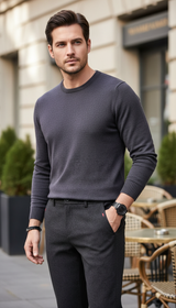 Men's Slim Fit Business Casual Pants - Elastic - Detail Close-Up